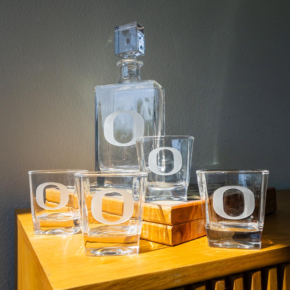 Classic Oregon O, RFSJ, Inc., Cocktails & Wine, Glass, Home & Auto, Decanter, 4 rocks glasses, Bundle, 959091